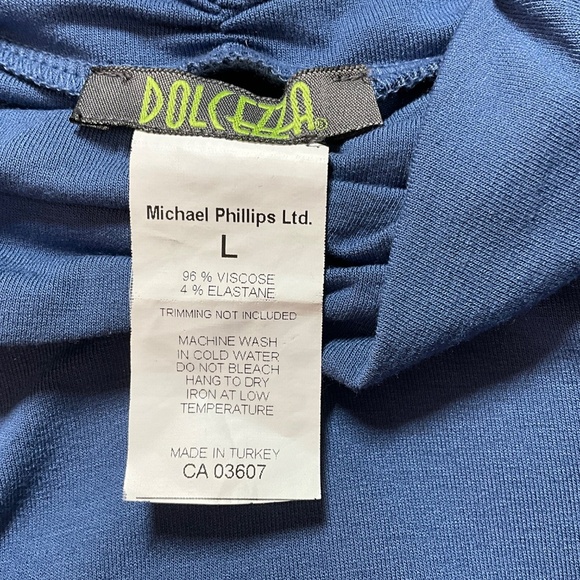 DOLCEZZA Jersey Knit Sleeveless T-Neck Tank Top in Dusty Blue US Sz L - Picture 4 of 7